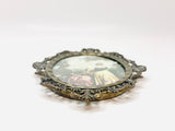 1960’s Italian Ornate Small Oval Brass Framed Print, The Reading by Jean Baptiste Hilaire