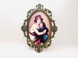 1960’s Small Italian Ornate Metal Framed Madame Vigee Lebrun and her Daughter, Jeanne Lucie Louise 1789 - Mother and Child Portrait Print