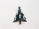 Vintage Enamel Rhinestone Christmas Tree Brooch