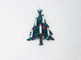 Vintage Enamel Rhinestone Christmas Tree Brooch