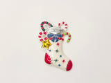 Vintage Enamel Cat Christmas Holiday Brooch