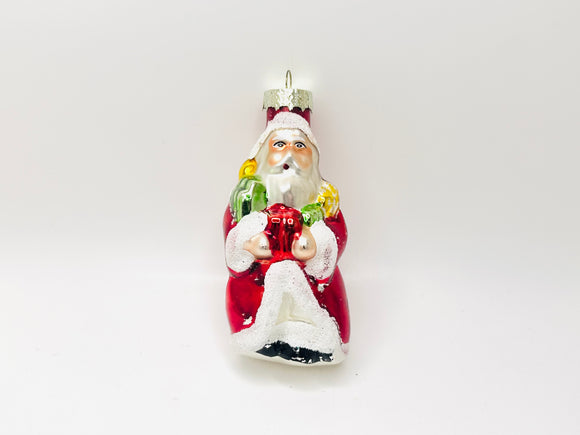 Vintage Glass Santa Ornament