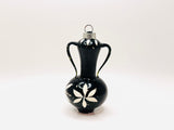 Antique Black Glass Amphora Jug Christmas Ornament