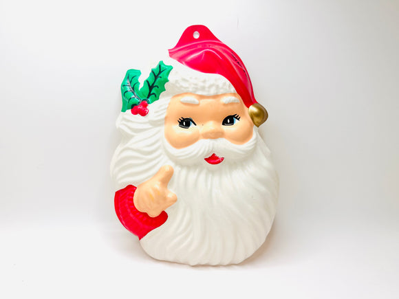 Vintage Hanging Plastic Blow Mold Santa Clause Face