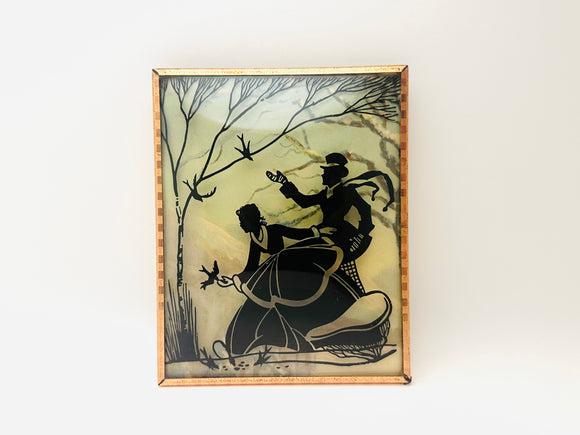 1940’s Curved Glass Silhouette Copper Framed Small Picture