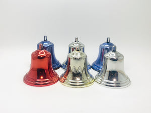 6 Vintage Plastic Bell Shaped Christmas Tree Ornaments