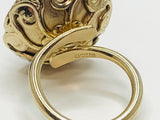 Vintage Sarah Coventry Gold Tone Citrine Ring Crystal Statement Ring Size 6.5 to 7.5