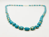 Vintage Blue and Gold Swirl Beaded Necklace