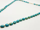 Vintage Blue and Gold Swirl Beaded Necklace