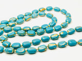 Vintage Blue and Gold Swirl Beaded Necklace