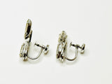 Vintage Emby Sterling Silver Rhinestone Brooch and Screwback Earrings Set