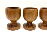 4 Vintage Genuine Teak Egg Cups