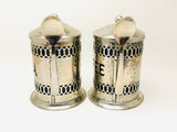 Vintage Silver Plated Tea and Coffee Canisters with Plastic Cobalt Inserts