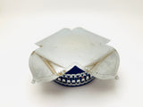 Vintage Cobalt Glass With Flower Base Sugar Dish