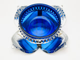 Vintage Cobalt Glass With Flower Base Sugar Dish