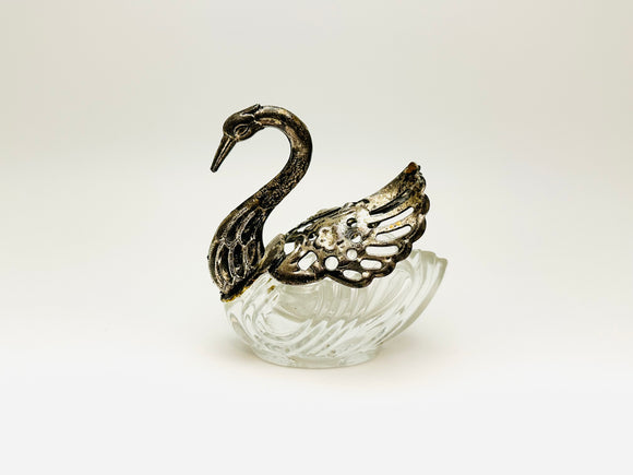 Vintage Glass Swan Salt Cellar