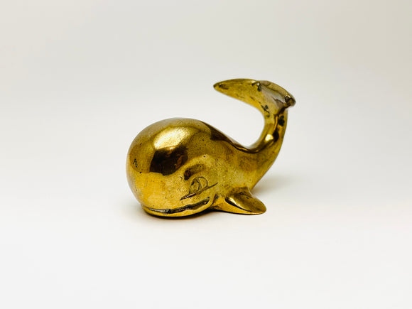 Vintage Solid Brass Whale