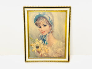 Vintage John Frederick Lloyd Strevens, Girl with Daffodils Framed Print