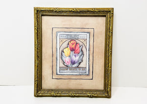 Vintage Tulips Seeds Packet Print with Faux Wood Frame