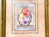 Vintage Tulips Seeds Packet Print with Faux Wood Frame