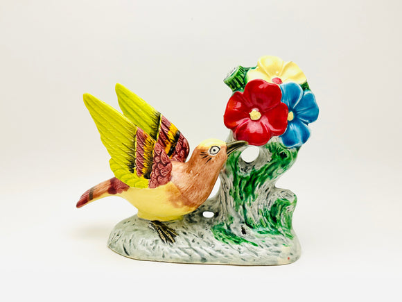 Vintage Floral Bird Ceramic Vase