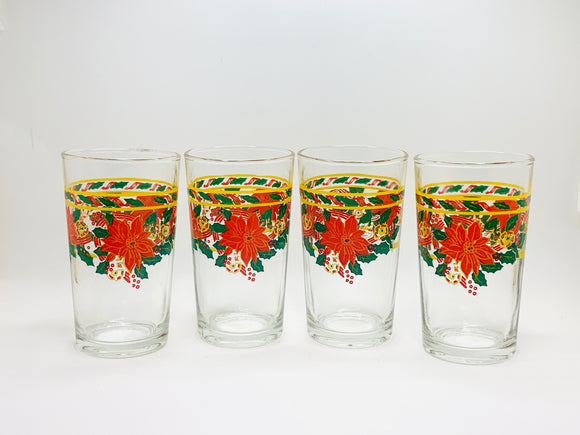Vintage KIG Indonesia Poinsettia Holiday Glasses