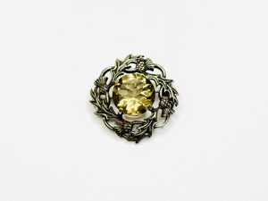 Vintage Scottish Silver and Citrine Thistle Brooch