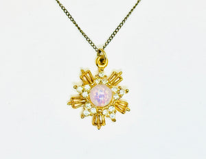 Vintage TOR Gold Filled Opal Sun and Star Pendant Necklace