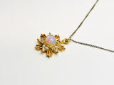 Vintage TOR Gold Filled Opal Sun and Star Pendant Necklace