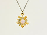 Vintage TOR Gold Filled Opal Sun and Star Pendant Necklace