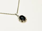 Vintage Black Onyx Sterling Pendant Necklace