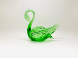 Vintage Green Art Glass Swan