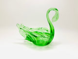 Vintage Green Art Glass Swan