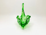 Vintage Green Art Glass Swan