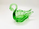 Vintage Green Art Glass Swan