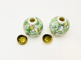 Vintage Paisley Condiment Set, Salt and Pepper Shakers with Brass Caddy and Sugar or Mustard Bowl