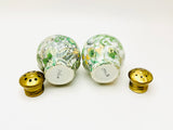 Vintage Paisley Condiment Set, Salt and Pepper Shakers with Brass Caddy and Sugar or Mustard Bowl