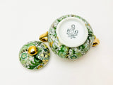 Vintage Paisley Condiment Set, Salt and Pepper Shakers with Brass Caddy and Sugar or Mustard Bowl