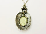 Vintage Large Scottish Celtic Thistle Stone Pendant Necklace By Miracle