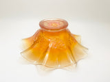 1930’s Dugan Triplets Marigold Carnival Glass Ruffled Bowl