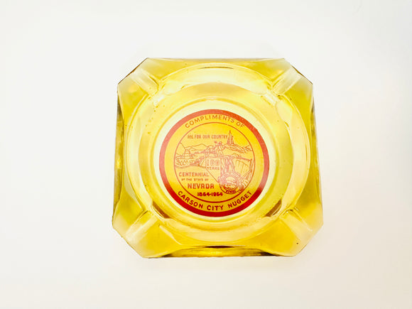 Vintage Carson City Nugget Amber Glass Centennial Ashtray