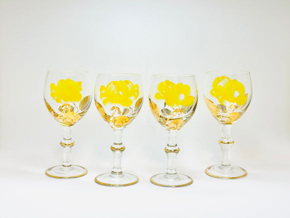 Vintage Handpainted Bohemian Cordial Glass Set