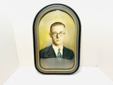 1920’s Victorian Convex Glass Wood Framed Photo of a Gentleman