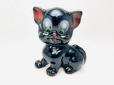 Vintage Redware Pottery Black Cat