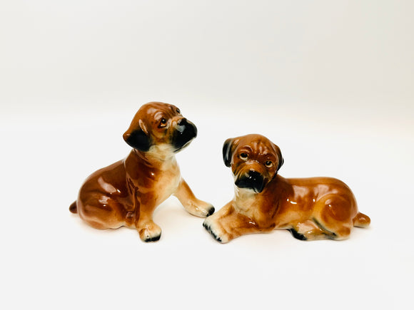 Vintage Boxer Puppies Porcelain Figurines