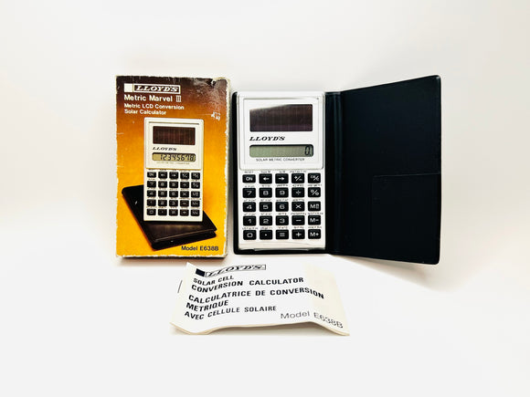 Vintage Lloyd’s Metric Marvel III Solar Calculator Model E638B