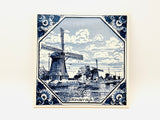 Vintage Delft Windmill Handmade Tile Trivet