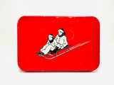 Vintage 1935 DECOWARE Red Metal Sports Lunch Box