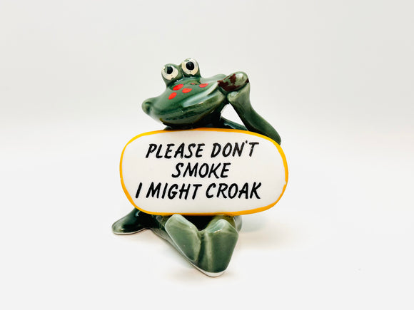 Vintage Please Don’t Smoke I Might Croak Ceramic Frog
