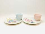 Vintage Cameron Japan Ceramic Eggs Cups with Attached Underplate